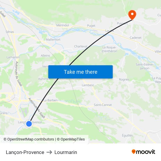 Lançon-Provence to Lourmarin map