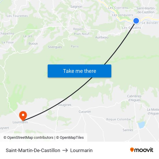 Saint-Martin-De-Castillon to Lourmarin map