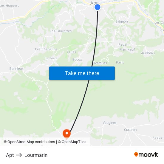 Apt to Lourmarin map
