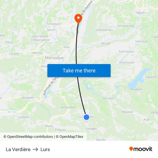 La Verdière to Lurs map