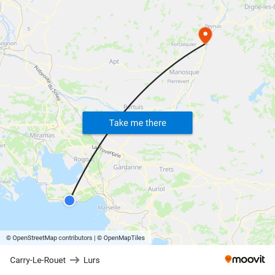 Carry-Le-Rouet to Lurs map