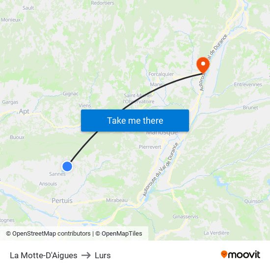 La Motte-D'Aigues to Lurs map