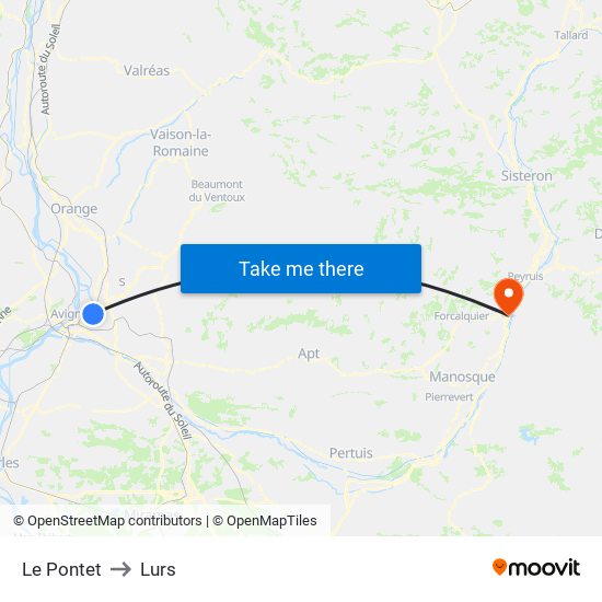 Le Pontet to Lurs map