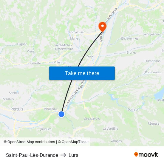 Saint-Paul-Lès-Durance to Lurs map