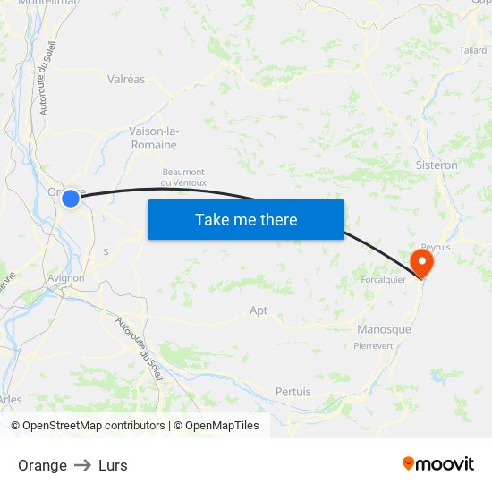 Orange to Lurs map