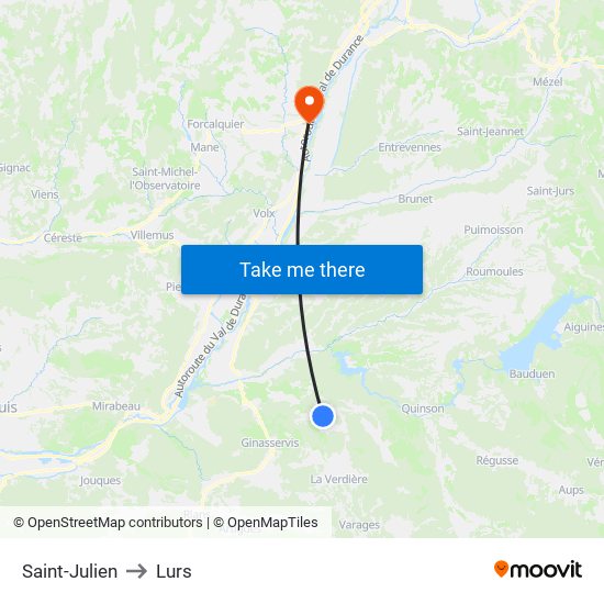 Saint-Julien to Lurs map