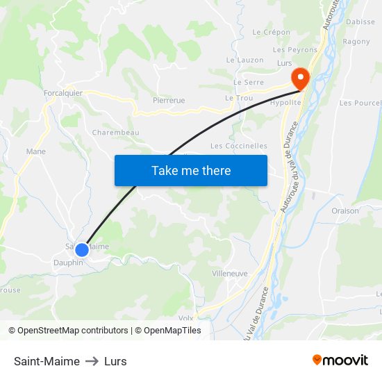 Saint-Maime to Lurs map