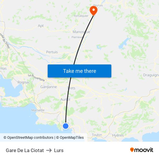 Gare De La Ciotat to Lurs map