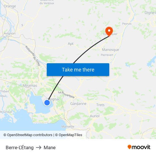 Berre-L'Étang to Mane map