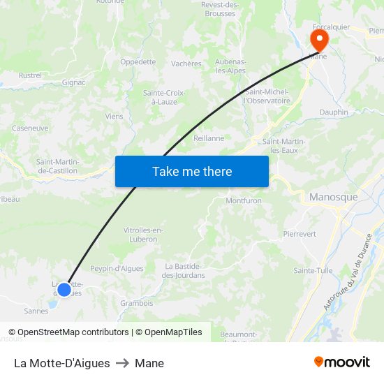 La Motte-D'Aigues to Mane map