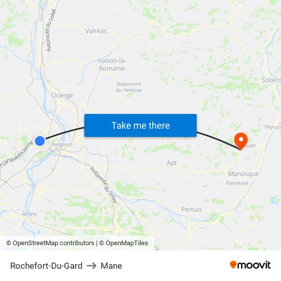 Rochefort-Du-Gard to Mane map