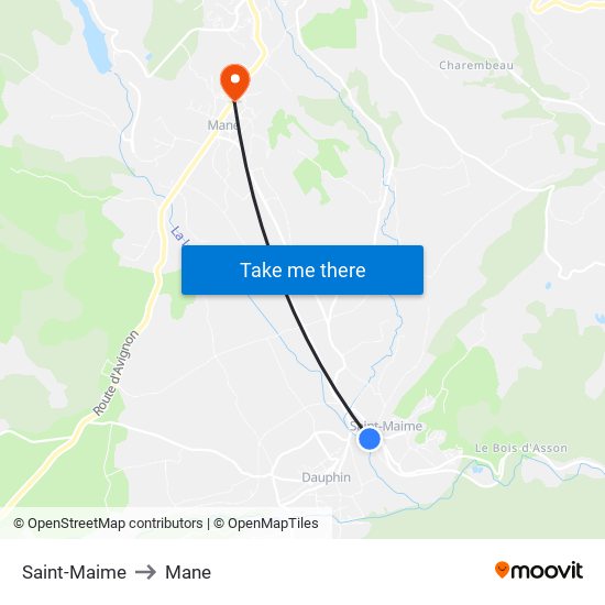 Saint-Maime to Mane map