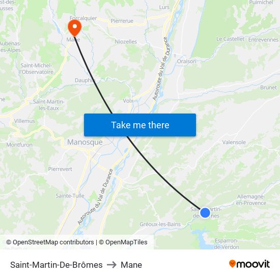 Saint-Martin-De-Brômes to Mane map