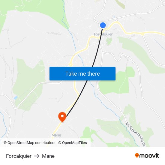 Forcalquier to Mane map