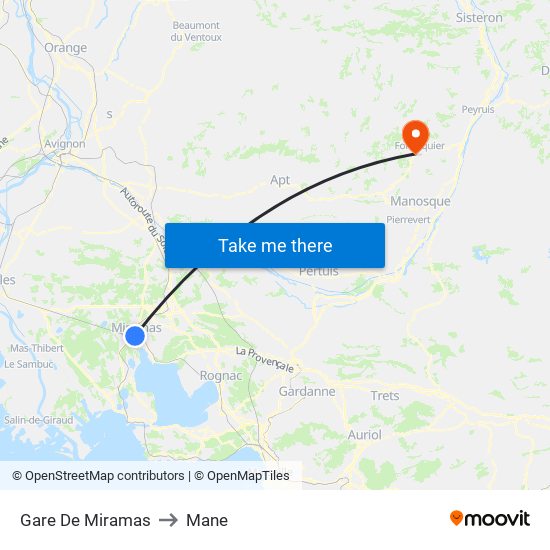 Gare De Miramas to Mane map