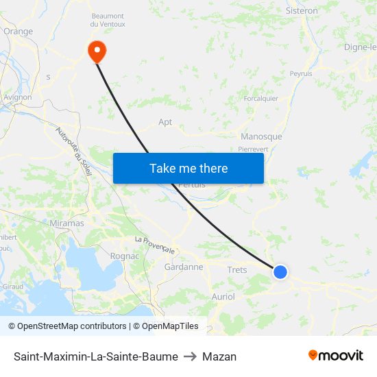 Saint-Maximin-La-Sainte-Baume to Mazan map