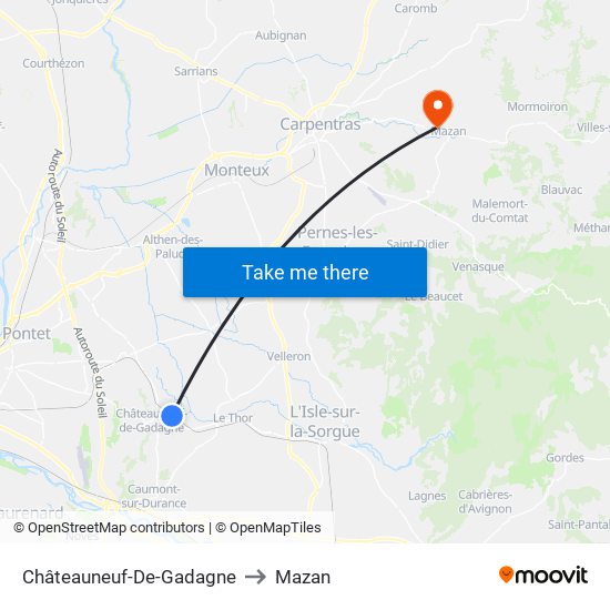 Châteauneuf-De-Gadagne to Mazan map