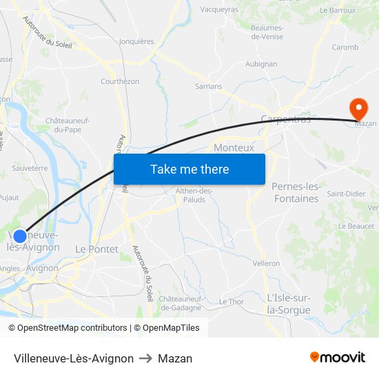 Villeneuve-Lès-Avignon to Mazan map