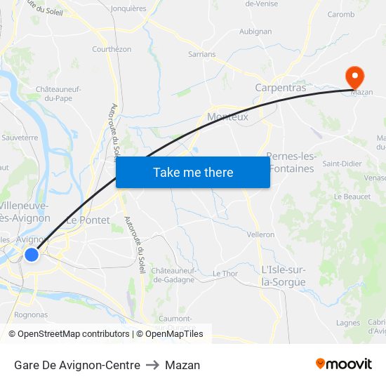 Gare De Avignon-Centre to Mazan map