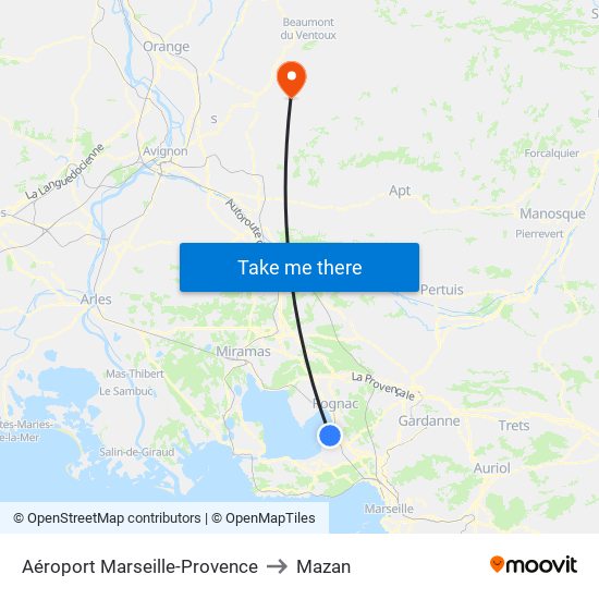 Aéroport Marseille-Provence to Mazan map