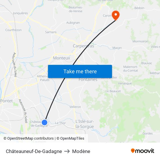 Châteauneuf-De-Gadagne to Modène map