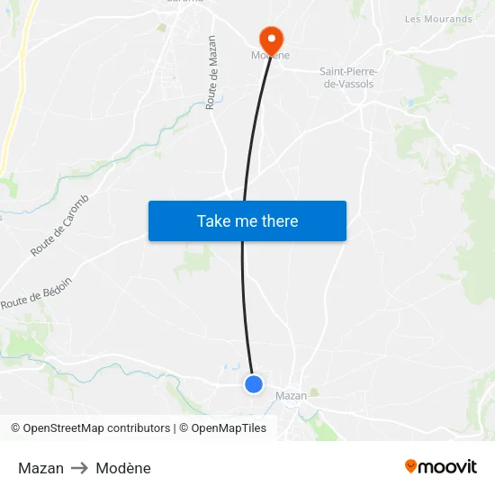 Mazan to Modène map
