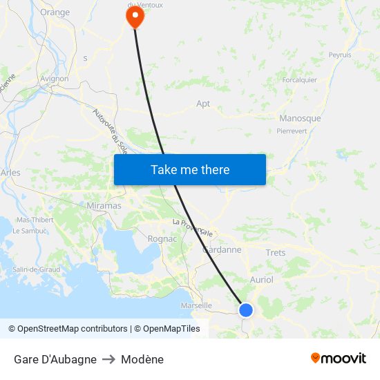 Gare D'Aubagne to Modène map