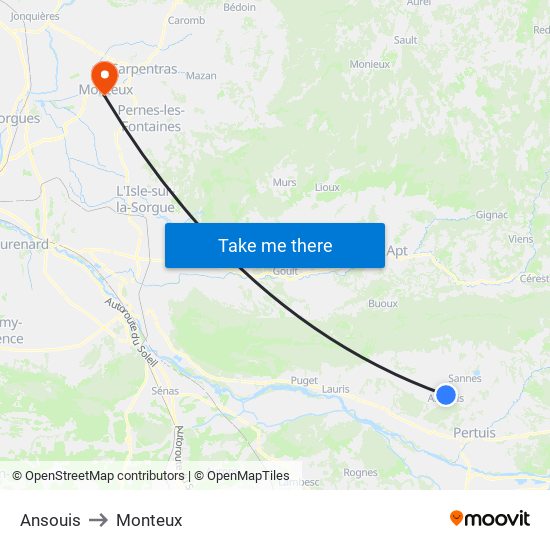 Ansouis to Monteux map