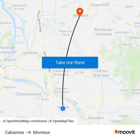 Cabannes to Monteux map
