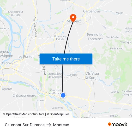 Caumont-Sur-Durance to Monteux map