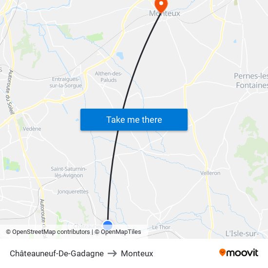 Châteauneuf-De-Gadagne to Monteux map