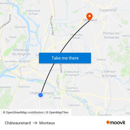 Châteaurenard to Monteux map