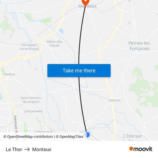 Le Thor to Monteux map