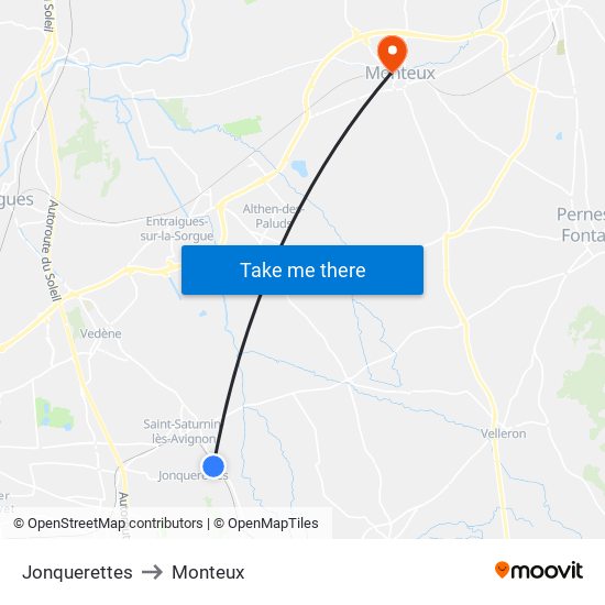 Jonquerettes to Monteux map