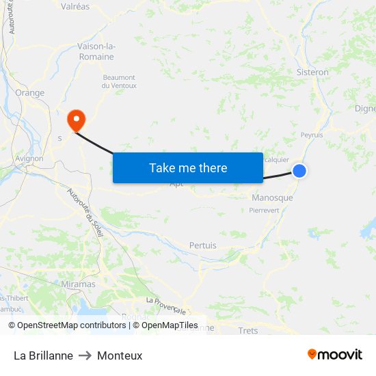 La Brillanne to Monteux map