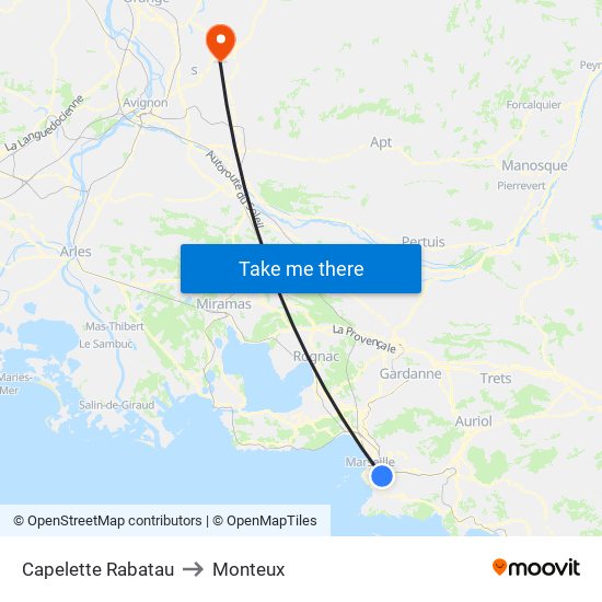 Capelette Rabatau to Monteux map