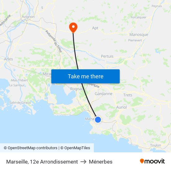 Marseille, 12e Arrondissement to Ménerbes map