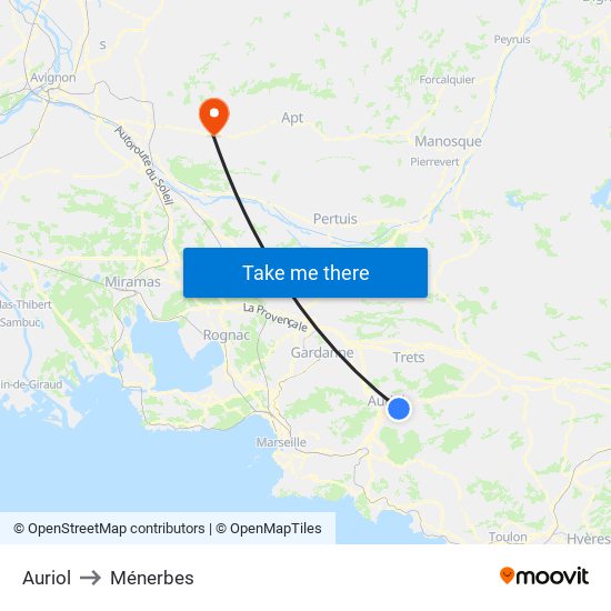 Auriol to Ménerbes map