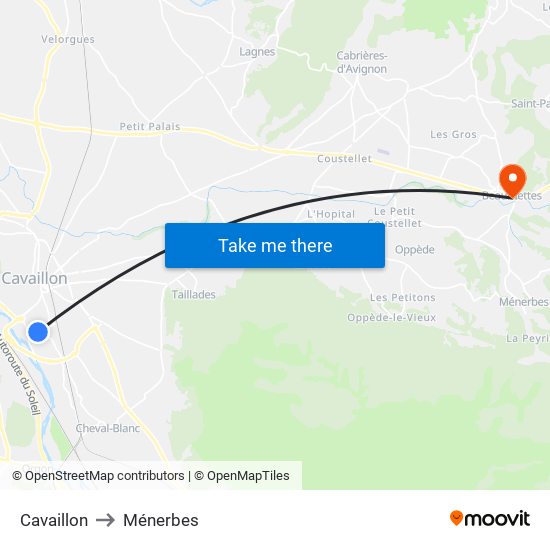 Cavaillon to Ménerbes map