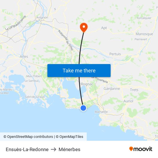 Ensuès-La-Redonne to Ménerbes map