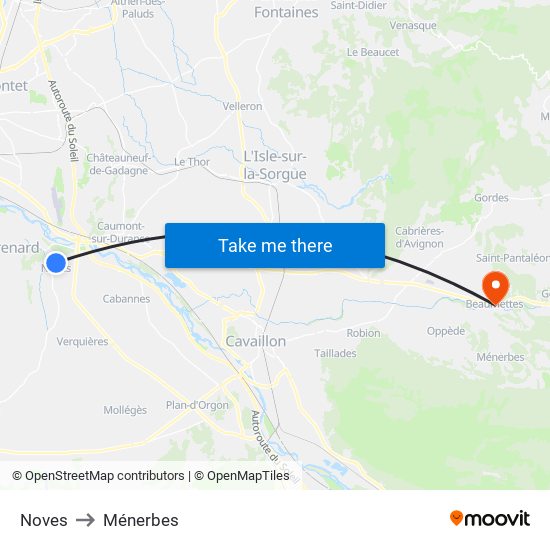 Noves to Ménerbes map