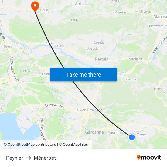 Peynier to Ménerbes map