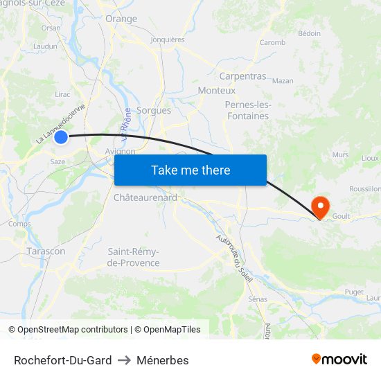 Rochefort-Du-Gard to Ménerbes map