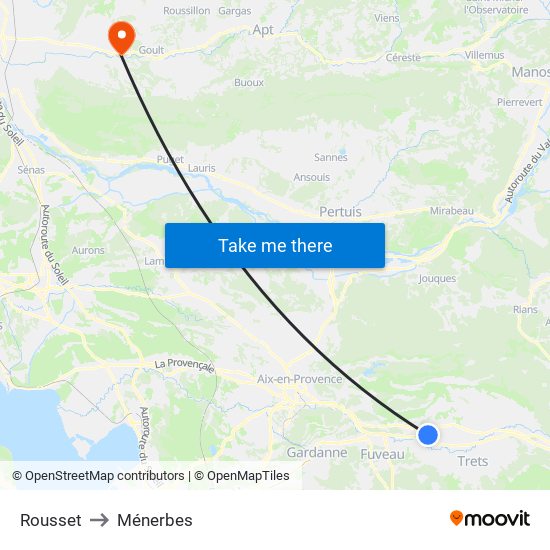 Rousset to Ménerbes map