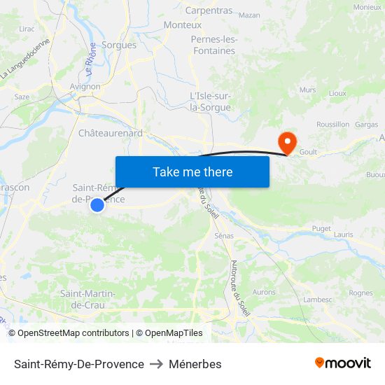 Saint-Rémy-De-Provence to Ménerbes map