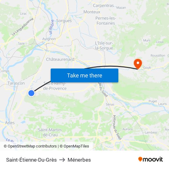 Saint-Étienne-Du-Grès to Ménerbes map