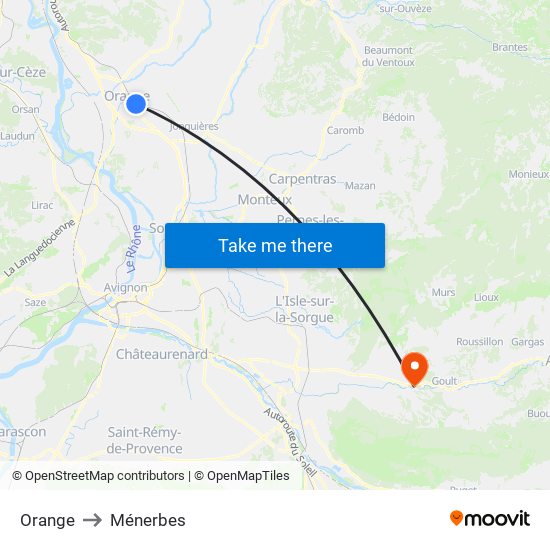 Orange to Ménerbes map