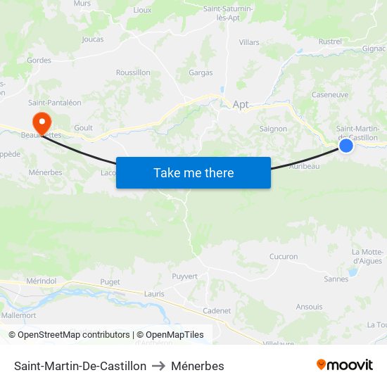 Saint-Martin-De-Castillon to Ménerbes map