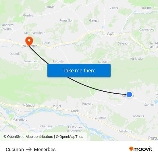 Cucuron to Ménerbes map