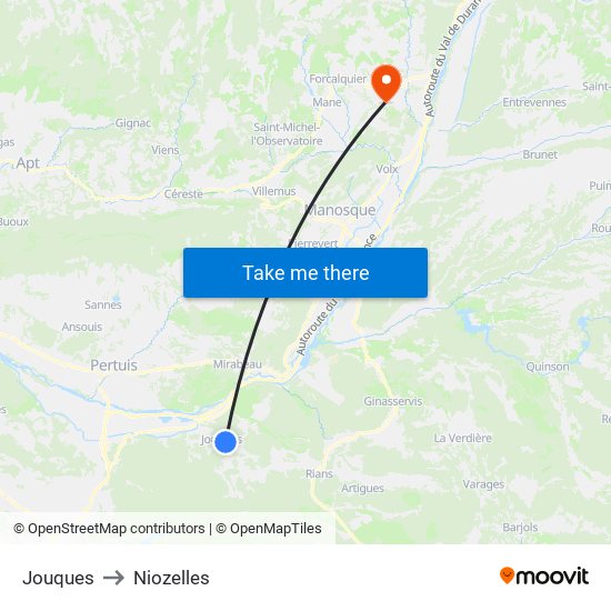 Jouques to Niozelles map